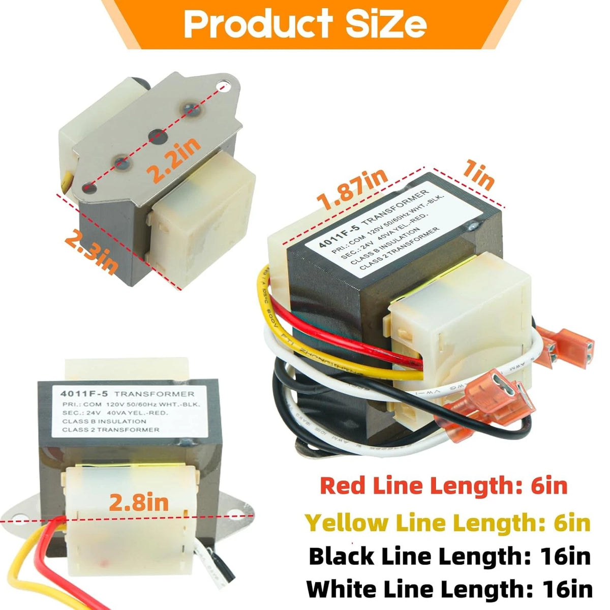 Replacement HVAC Transformer 120 to 24V 40VA #46-24124-06 for Rheem Furnace...