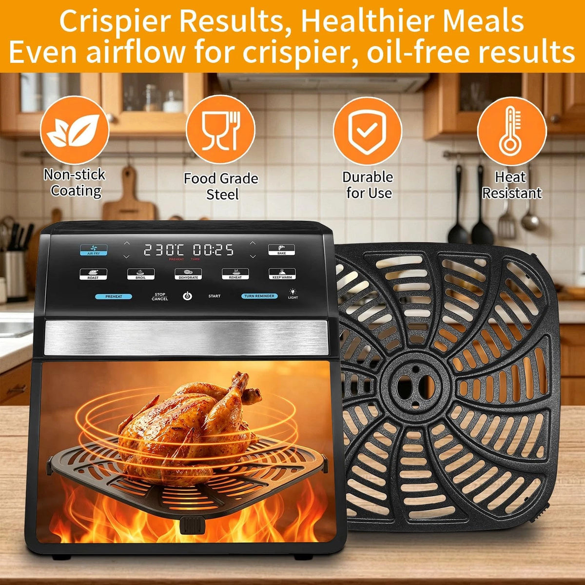 GXCSY Air Fryer Accessories for Gourmia GAF858 GAF823, 9.6''*9.6'', Silver