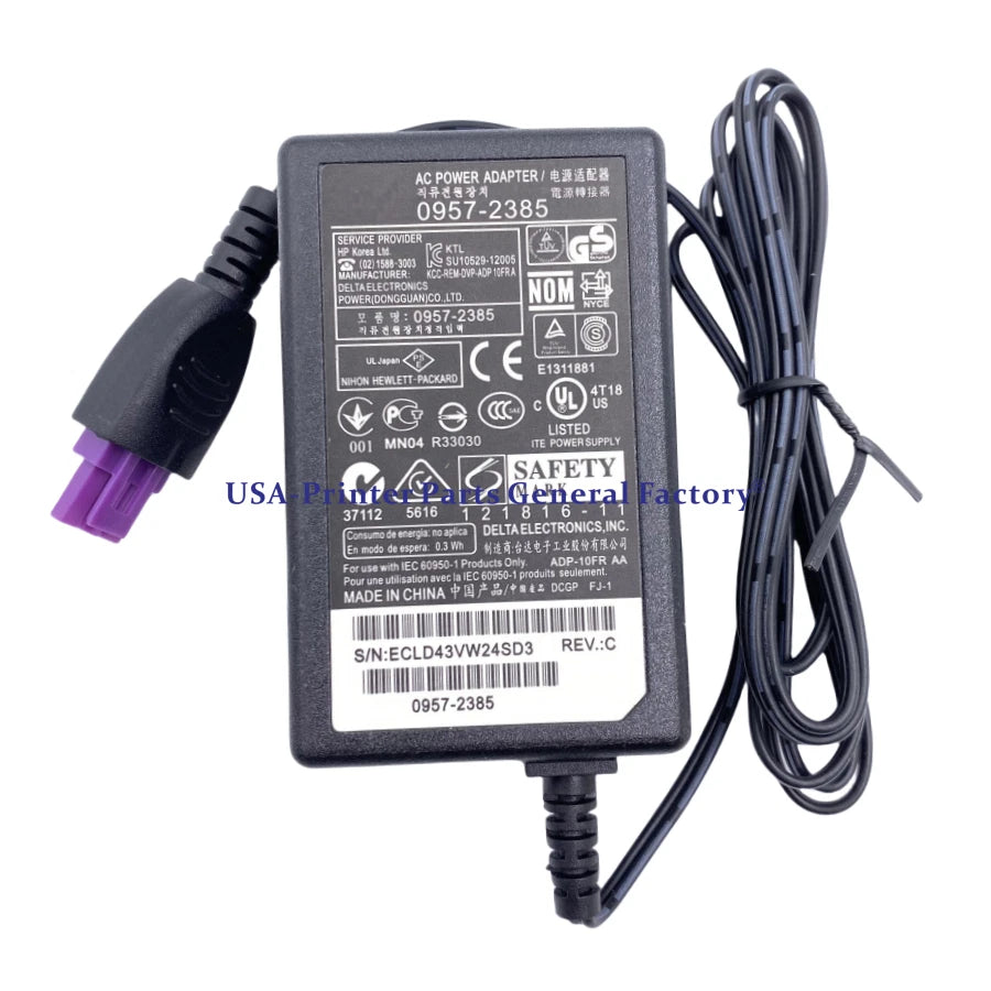 22V 455mA AC Adapter Charger Power Supply 0957-2385 For HP 1010 1012 1510 1512