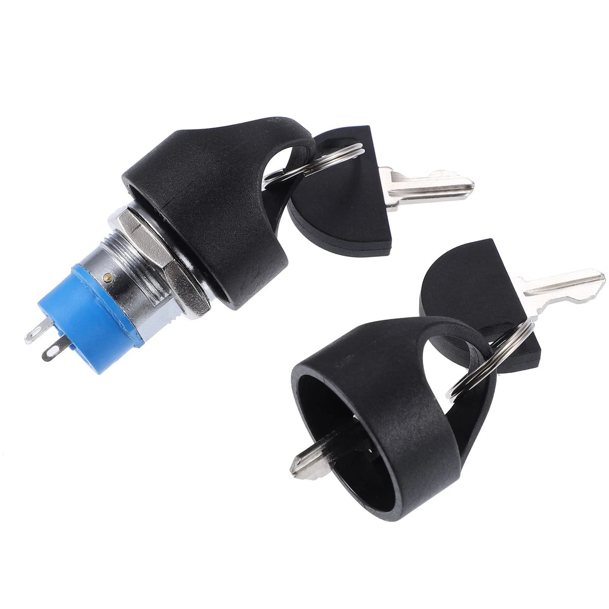 X AUTOHAUX 1 Set Ignition Starter On Off Switch 0.26", Black Silver Tone Blue