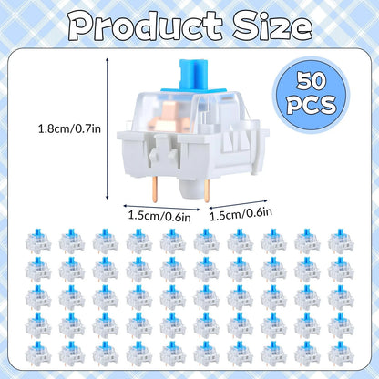 50 PCS Mechanical Keyboard Switches Clicker 3 Pin Blue Switch blue