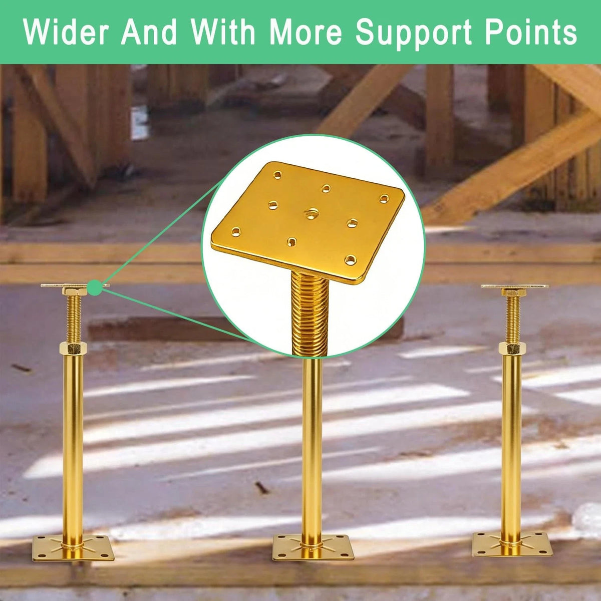 6 PCS House Floor Jacks Post Pole for Leveling, 12" - 16.5" Height Gold