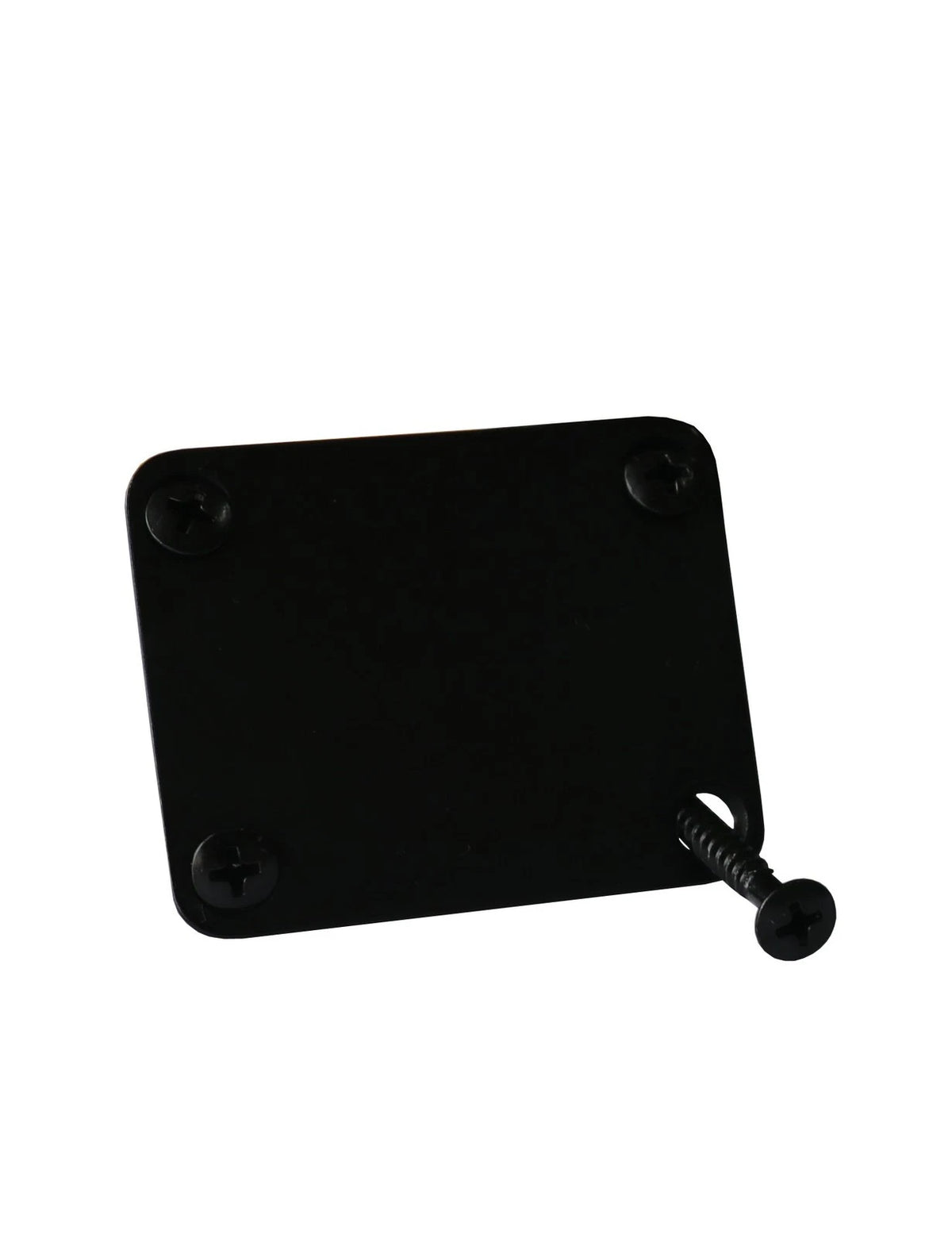 Metallor Guitar Neck Plate Standard 4 Holes with Screws 64mm x 51mm Black