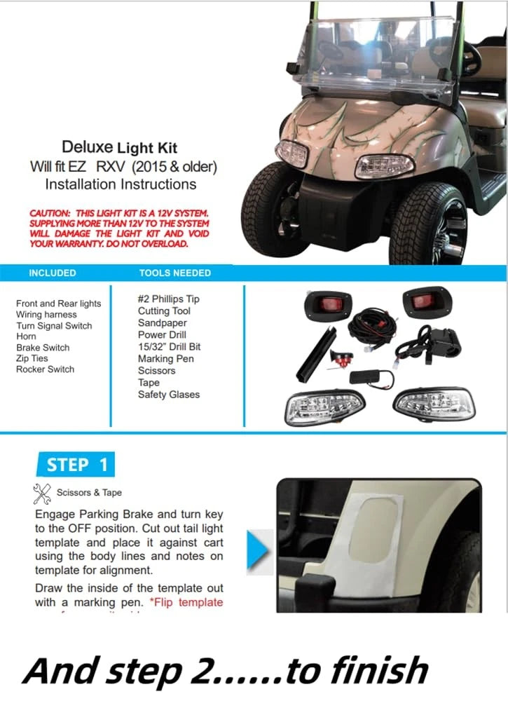 Dr.Acces Golf Cart light Compatible EZGO RXV Complete ultimate LED Black