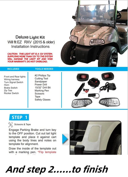Dr.Acces Golf Cart light Compatible EZGO RXV Complete ultimate LED Black