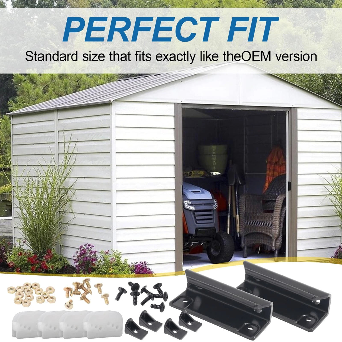 EAORBD DK100-A Shed Door Tune-Up Kit for Arrow Sliding 1 Pack, Black, White