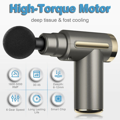 cotsoco Massage Gun Deep Tissue for Pain Relief with 4 Greysilver