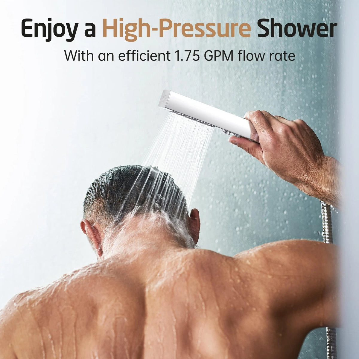 All Metal RV Shower Faucet with Hose and 2 Function Showerhead, KES No Chrome