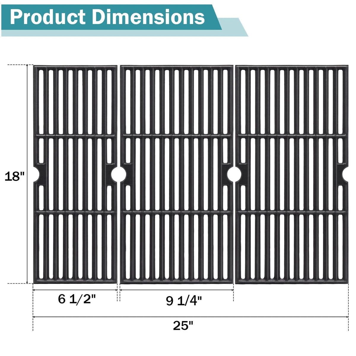 Criditpid Grill Grates for Charbroil Performance 3 Pack - 18'' x 25'', Black