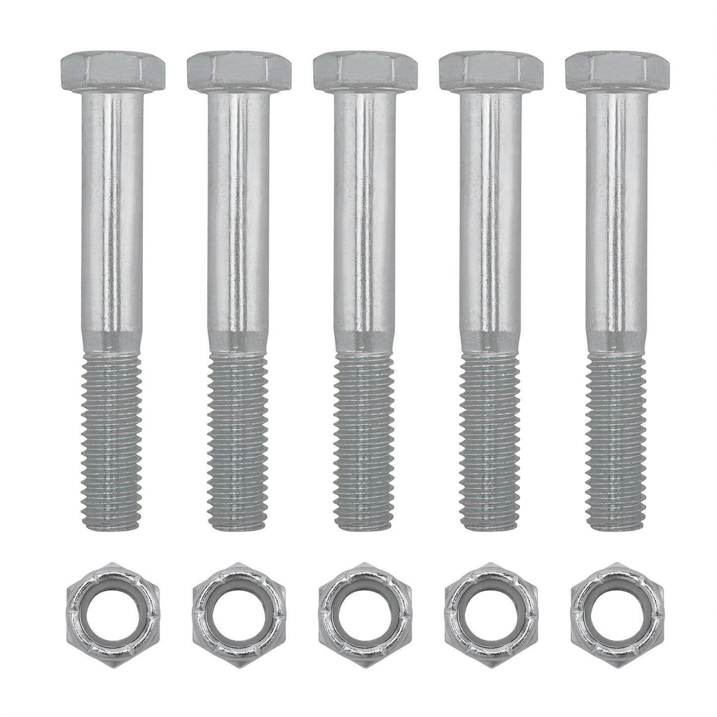 Grade 2 Shear Bolts for Rotary Cutters 1/2" x 3-1/2" with Nylock Nuts - 5 Pack