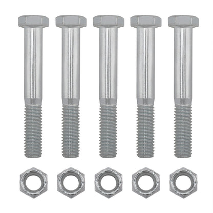 Grade 2 Shear Bolts for Rotary Cutters 1/2" x 3-1/2" with Nylock Nuts - 5 Pack