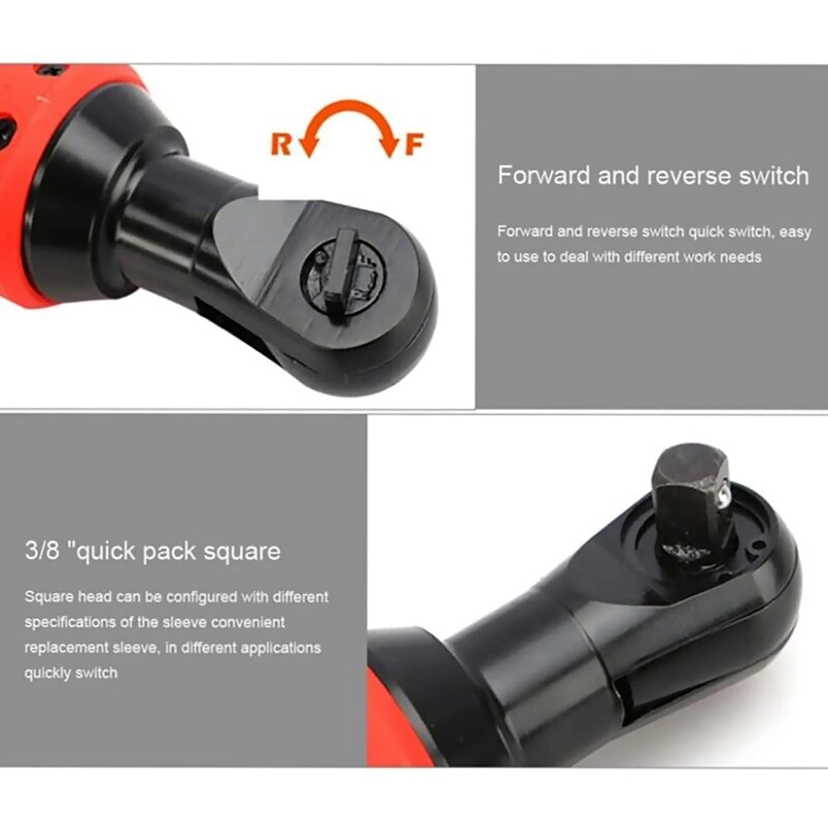 Electric Ratchet Wrench Head 3/8inch Square Drive For Builders Garage Workshop