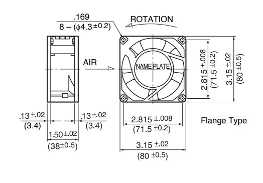NMB Fan 3115PS-23W-B30 AC 230V 10/8W 50/60Hz 80*80*38mm Axial Cooling Fan