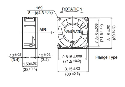 NMB Fan 3115PS-23W-B30 AC 230V 10/8W 50/60Hz 80*80*38mm Axial Cooling Fan
