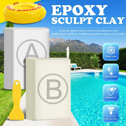 Pool Putty - 12oz 2 Part Epoxy Clay - Leak Repair 12 Fl Oz, White