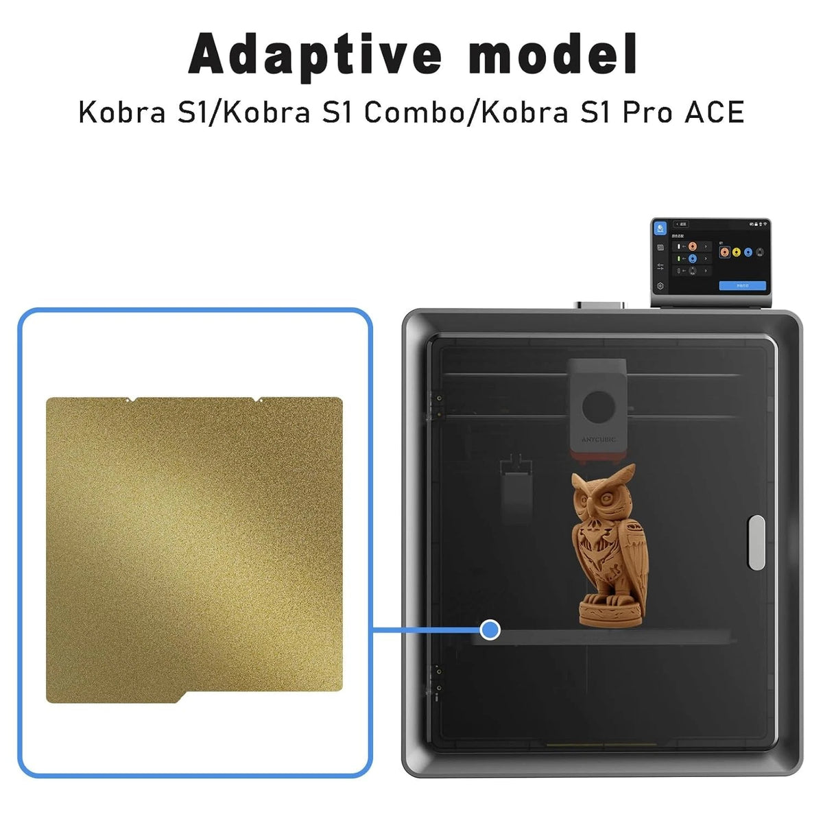 PEI Kobra S1 Combo Build Plate, 264x276mm, Double Sided Textured