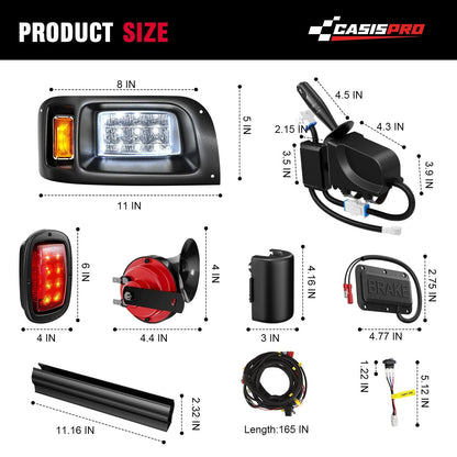 12V Deluxe Golf Cart Light Kit for Club Car DS 1993-UP, Standard, BLACK