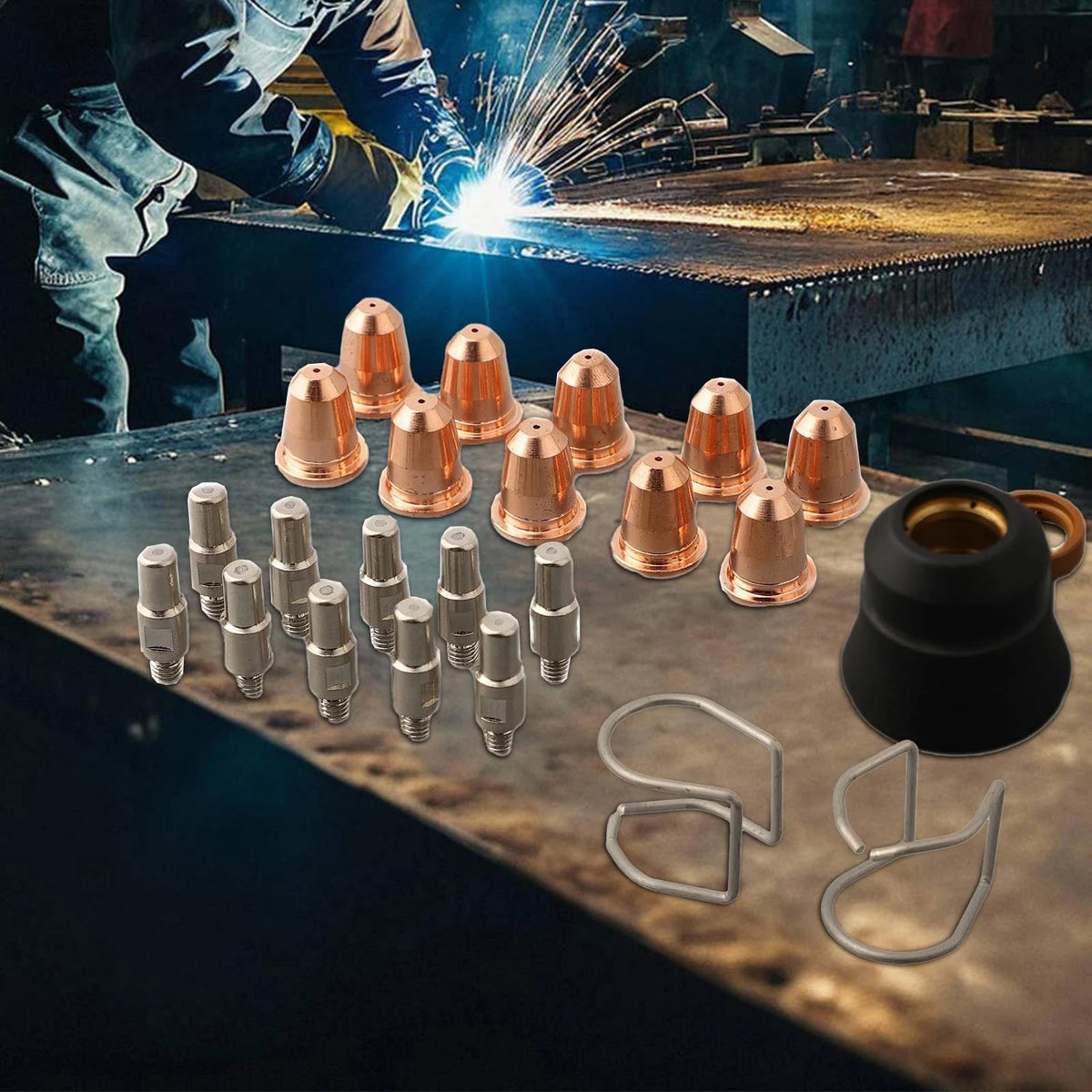 Plasma Cutter Parts, Electrode Tips Cups Consumables For brass/sliver/black