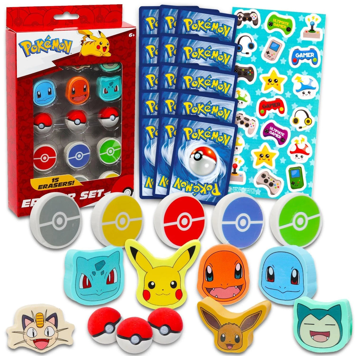 Pokemon Party Favor Set - Bundle with 15 Supplies, Multicolor