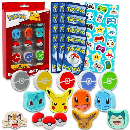 Pokemon Party Favor Set - Bundle with 15 Supplies, Multicolor