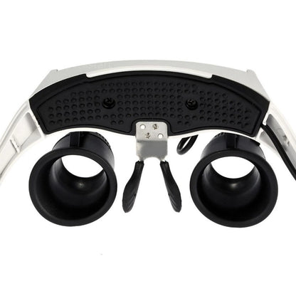 Double Eye Jewelry Watch Repair Magnifier Loupe Glasses W/ LED Light 8 Lens