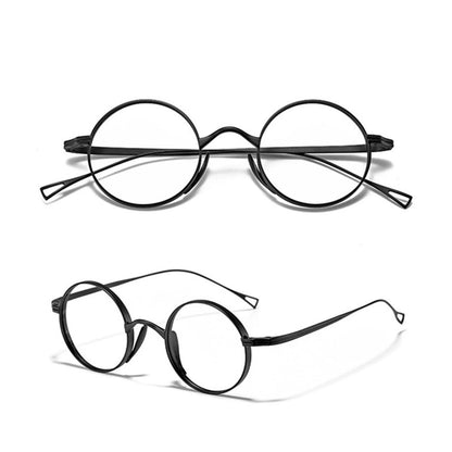 Unisex Classic Titanium Retro 45mm Round Eyeglasses Frames Fashion Black nq