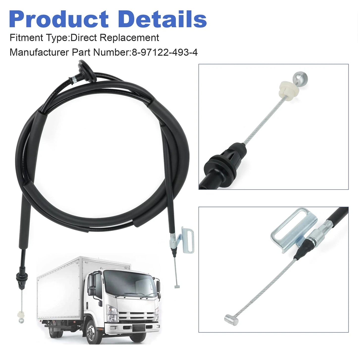 Accelerator Cable 8-97122-493-4 for Isuzu NPR NPR-HD 5.7L V8 Gas 1996-2003