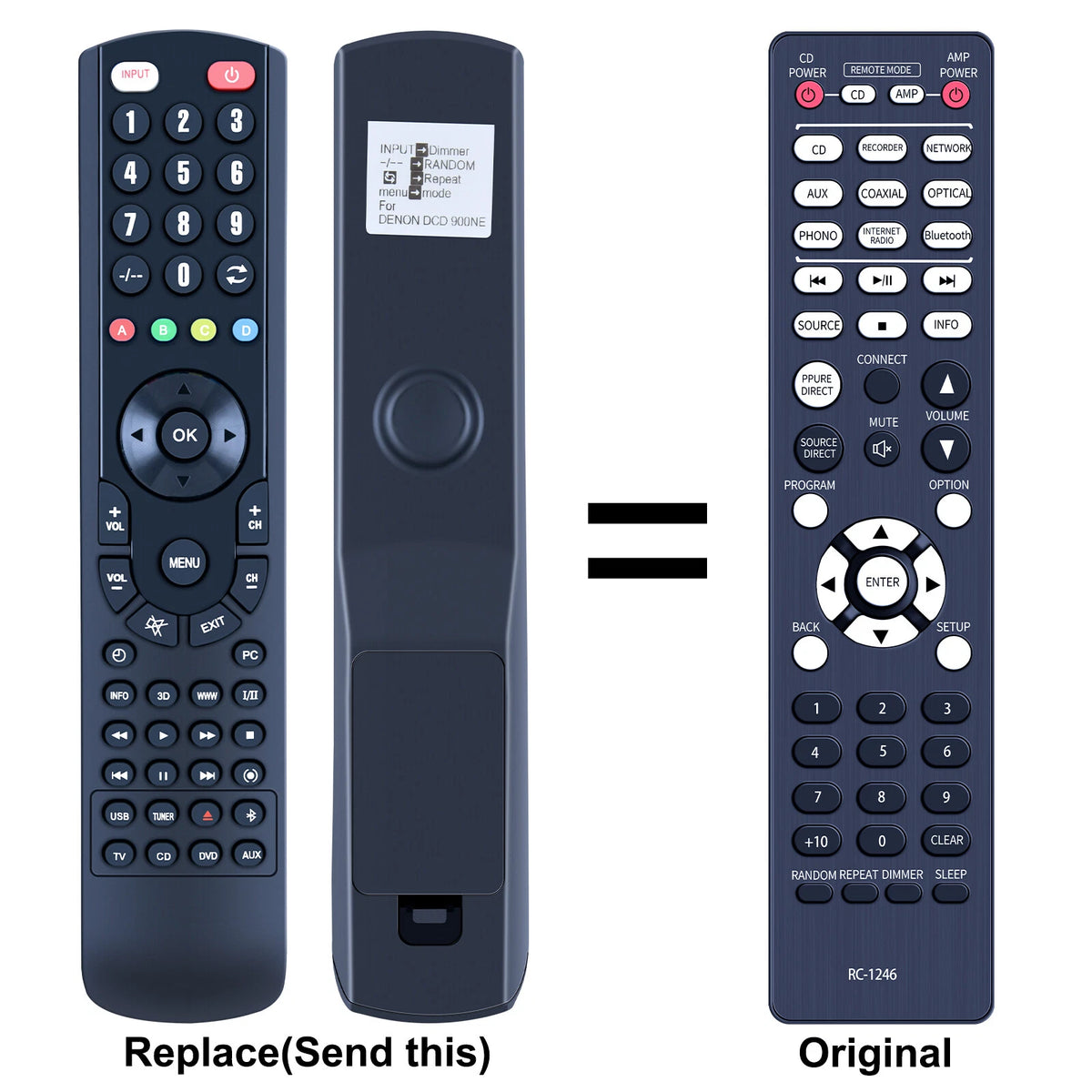 RC-1246 Replacement Remote Control For DENON PMA-900NE DCD-900NE