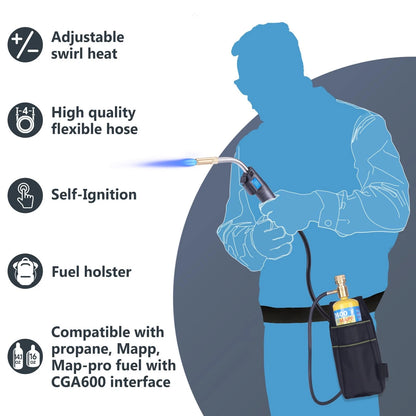 TAUSOM MAPP Map Gas Torch Kit with Holster, Adjustment Knob Black With a Bag