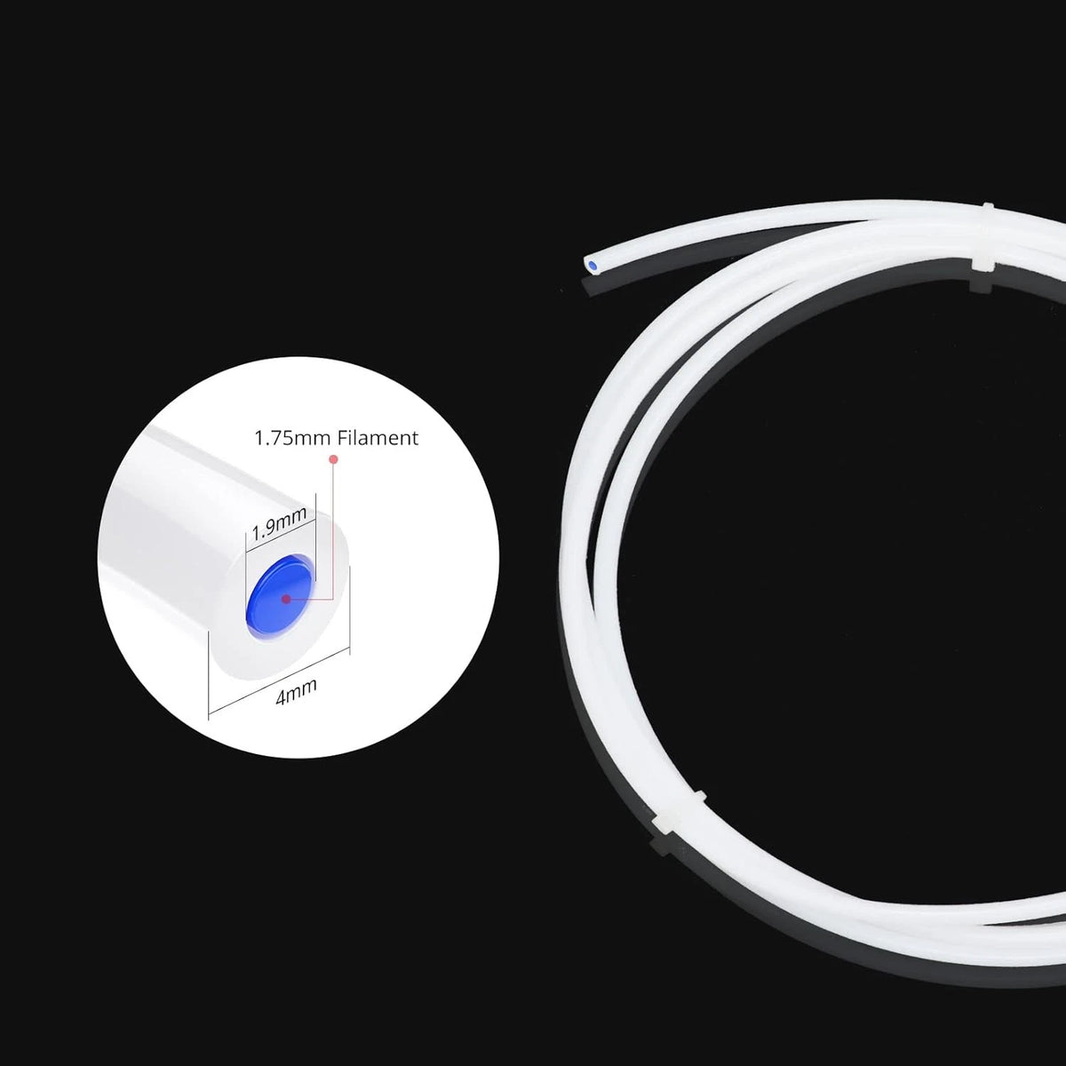 2M PTFE Teflon Tube for 3D Printer - 1.75mm Filament, 4mm OD X 2mm Ptfe