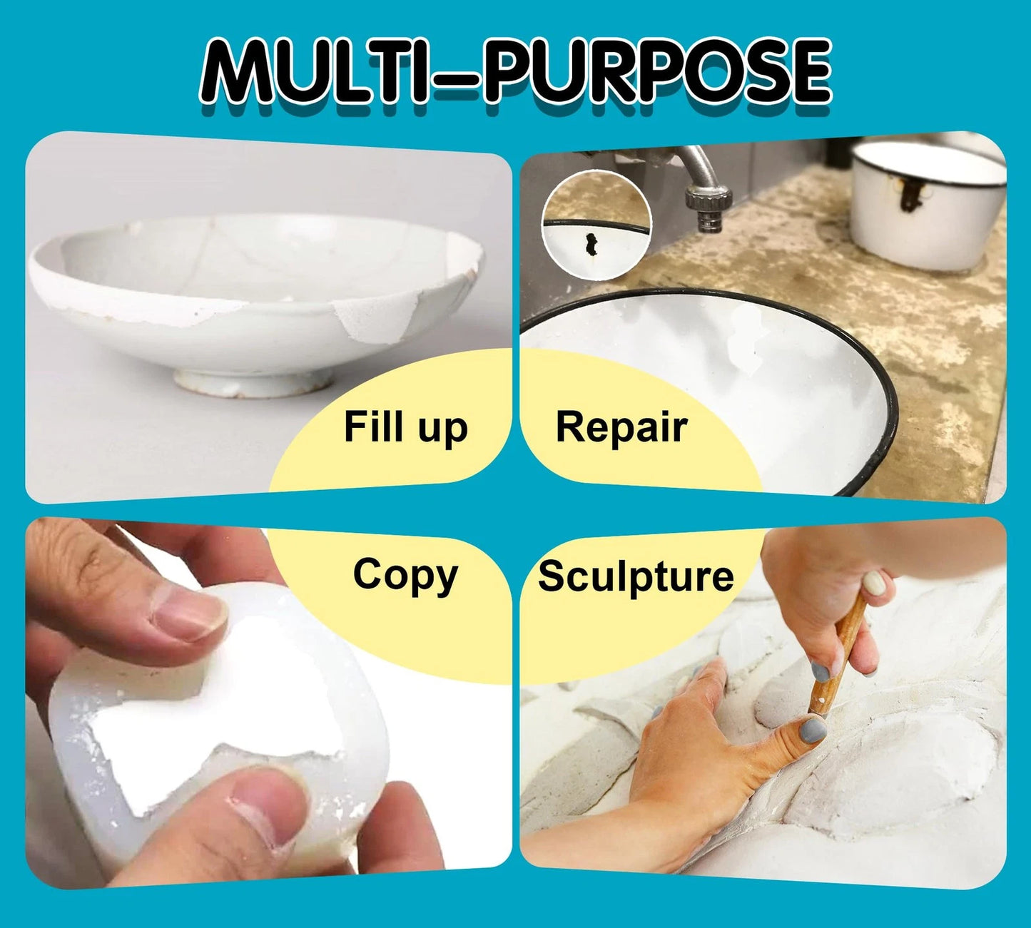 Epoxy Putty, 12oz/340g Fast Repair Plumbers High Strength AB Grey
