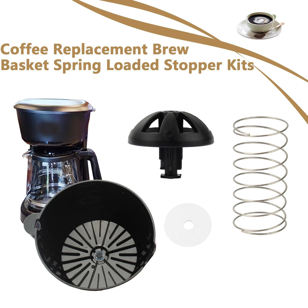 Coffee Machine Brew Basket Bottom Spring Loaded Stopper Kits 2 Pcs