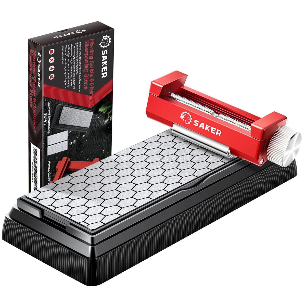 Saker Chisel Sharpening Jig,Wood Honing Guide with Whetstone - one size, Red