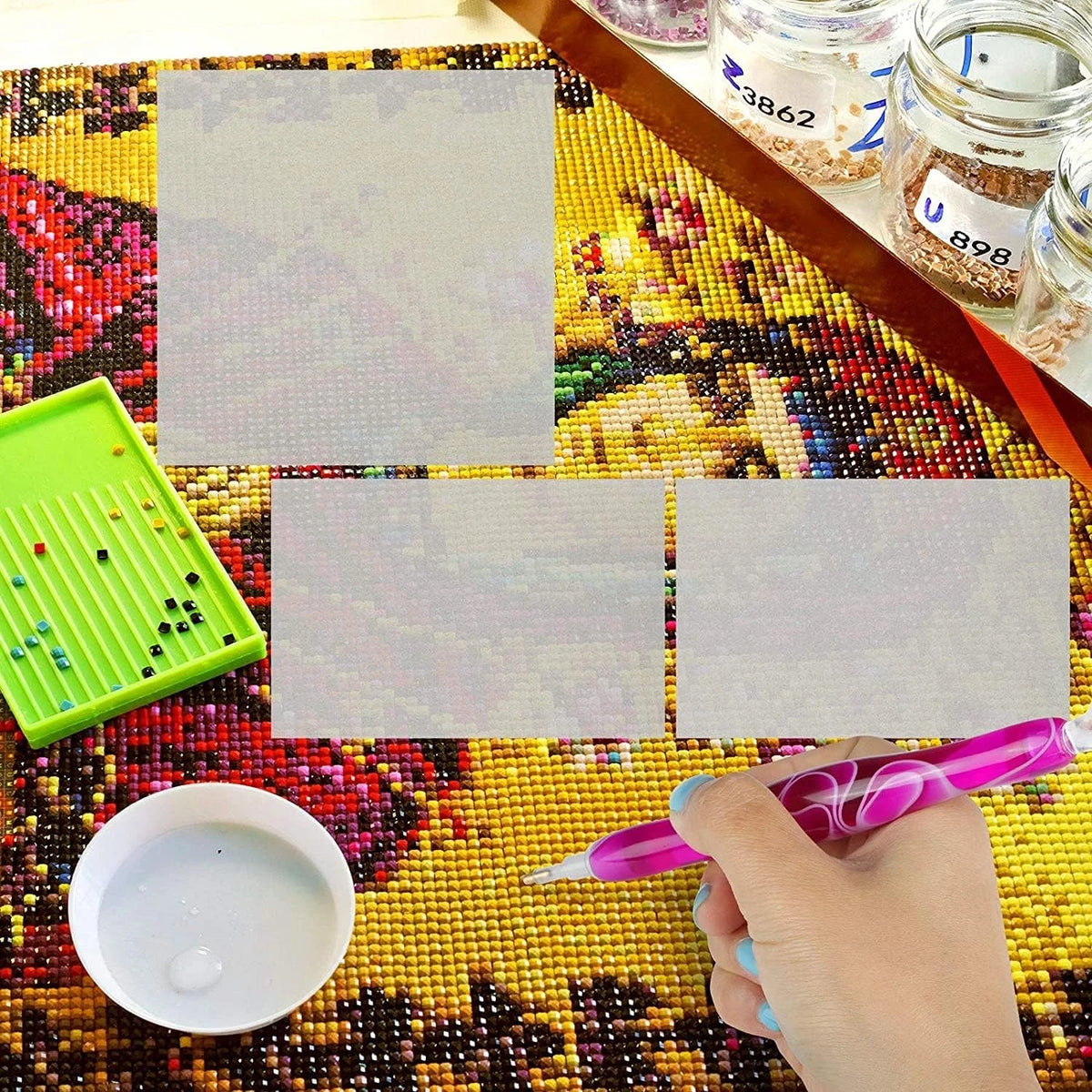 300 Pieces Diamond Painting Release Paper 15 x 15 cm and 15 x 10 White