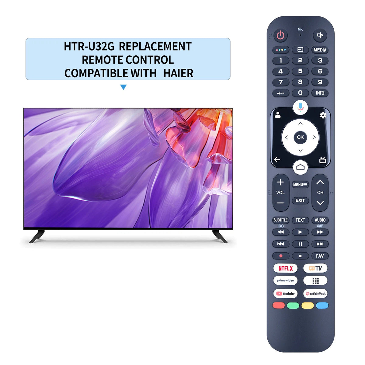 HTR-U32G Voice Replacement Remote Control For Haier LED LCD TV