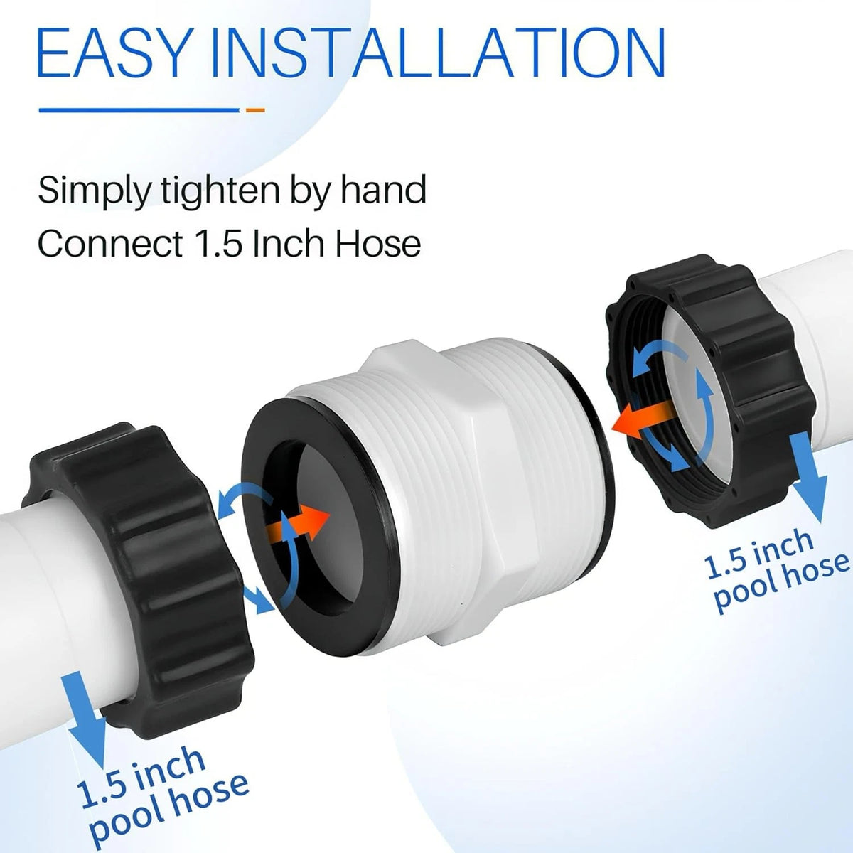 1.5" Pool Hose Adapter, Connector Compatible 1.5 inches, White