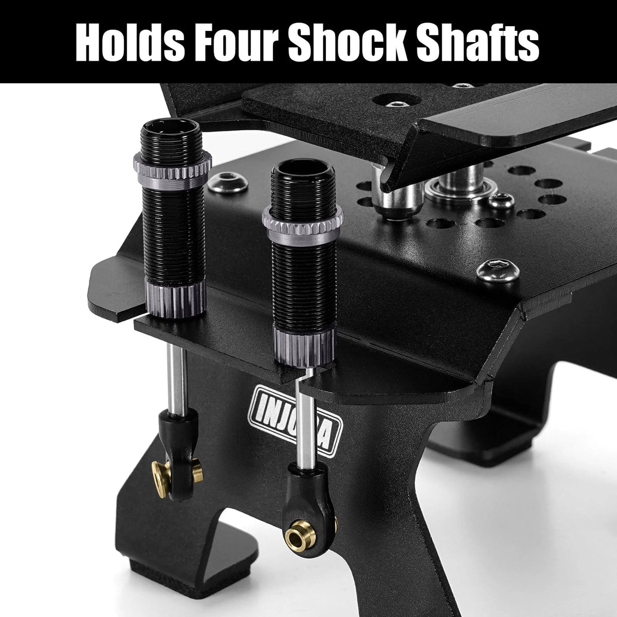 INJORA Aluminum 80g RC Car Stand with Shock Holder for 1/24 1/18 Small, Black