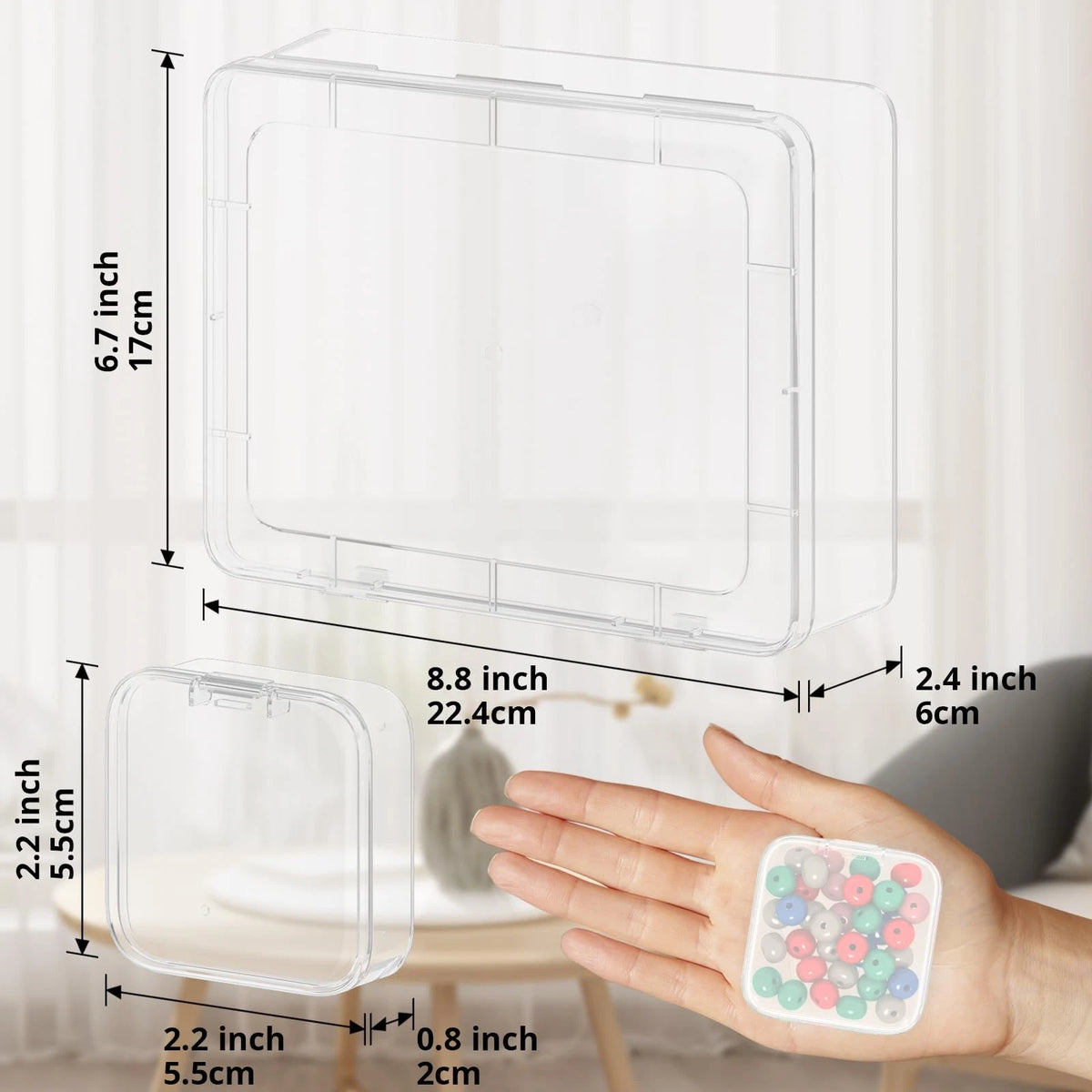 Mathtoxyz Bead Organizer Box, 30Pcs Small Beads Organizers Clear - 1P,