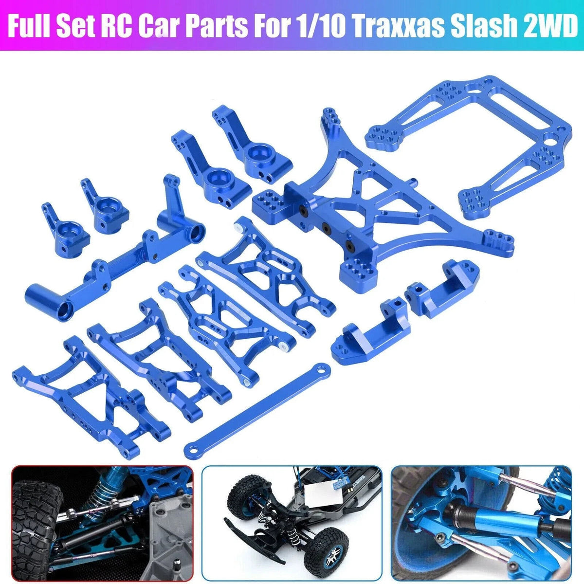 Blue Full Set RC Car Upgrade Parts For Traxxas Slash 2WD/Stampede/Rustler 1/10