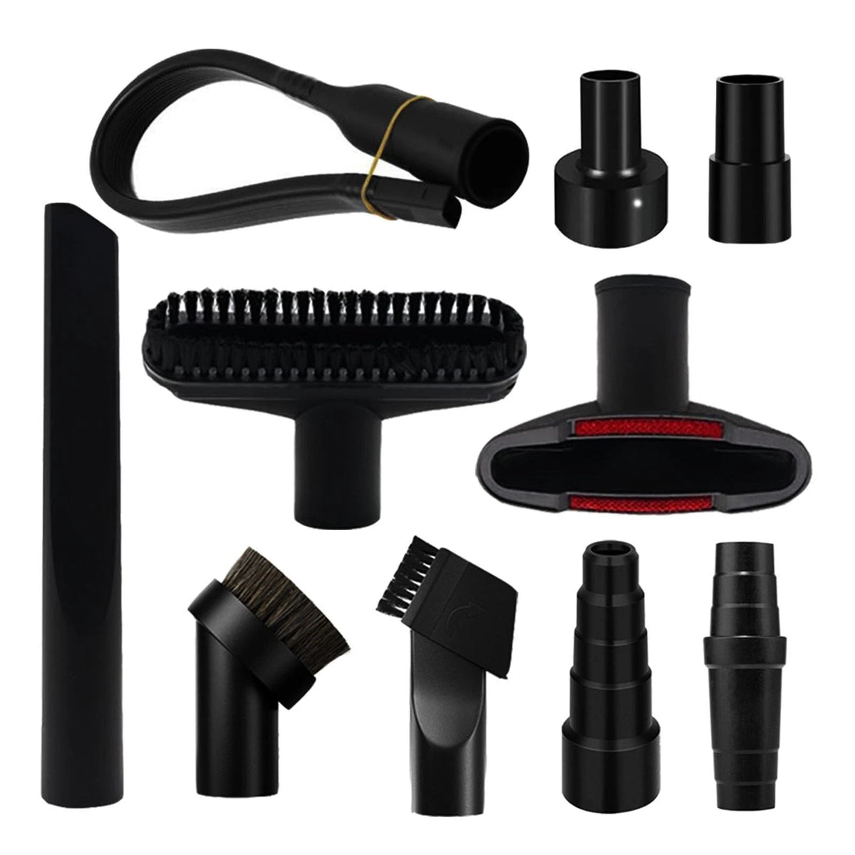 Alrens 10PCS Vacuum Attachments & Brushes Kit 1-1/4 inch to 1-7/8 inch, Black