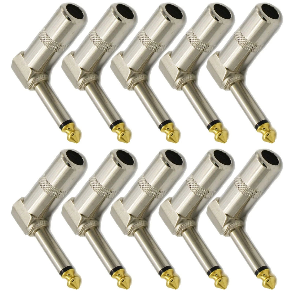 10PCS 1/4 TS Right Angle Mono Phone Plug For Universal 6.35mm Compatibility