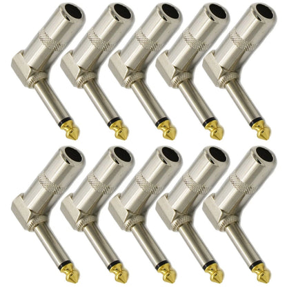 10PCS 1/4 TS Right Angle Mono Phone Plug For Universal 6.35mm Compatibility