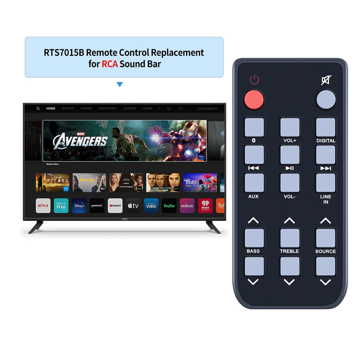 RTS7015B For RCA Sound Bar Soundbar Subwoofer Replace Remote Control