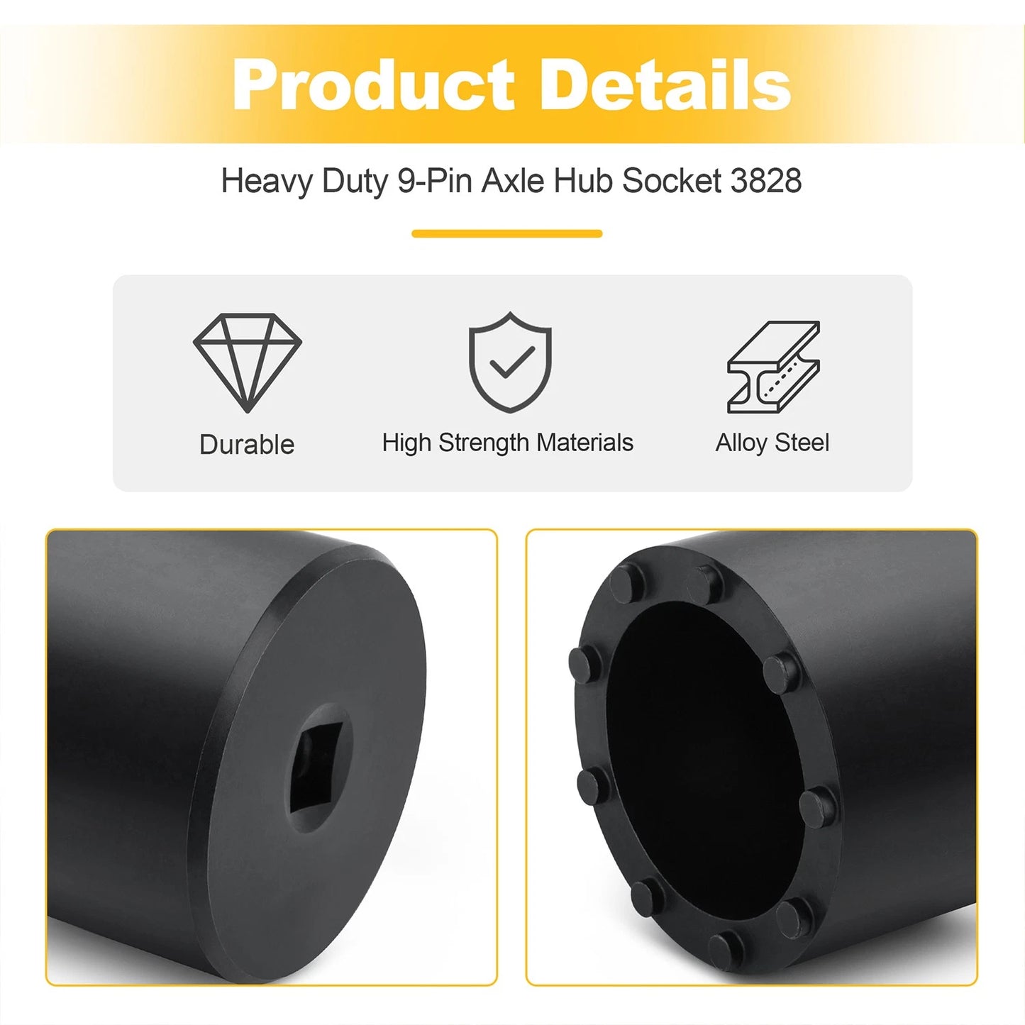 Hub Nut Socket 3828 ,9 Pin - Compatible with Dodge (2015+) & GM (2011+)