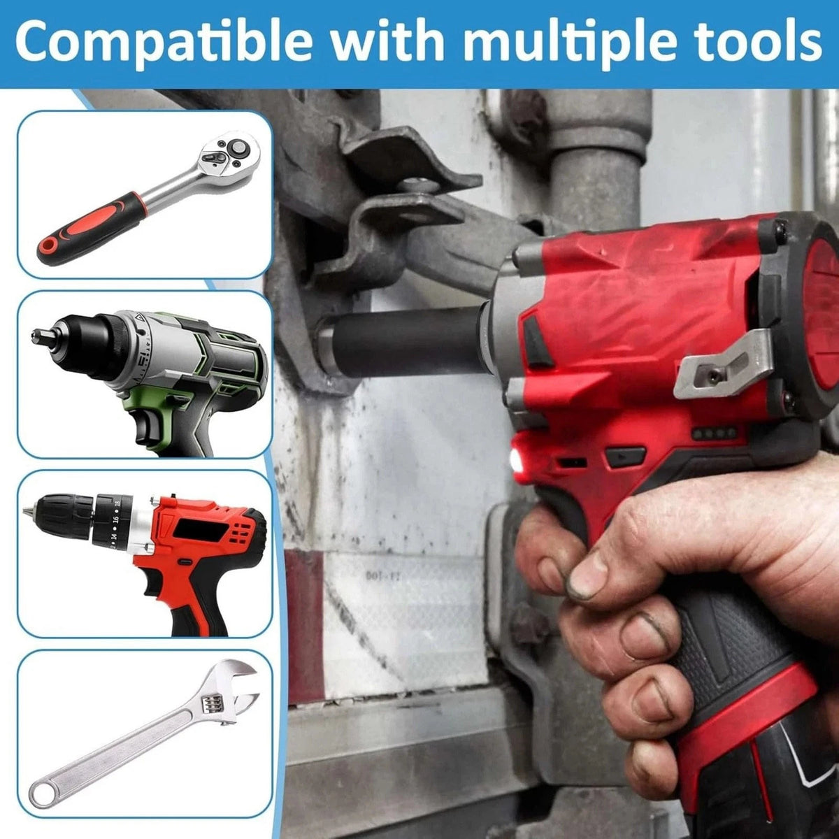 4Pcs Socket Adapter Kit for Impact Wrench Low Profile Magnetic 1/4 3/8 1/2 3/4