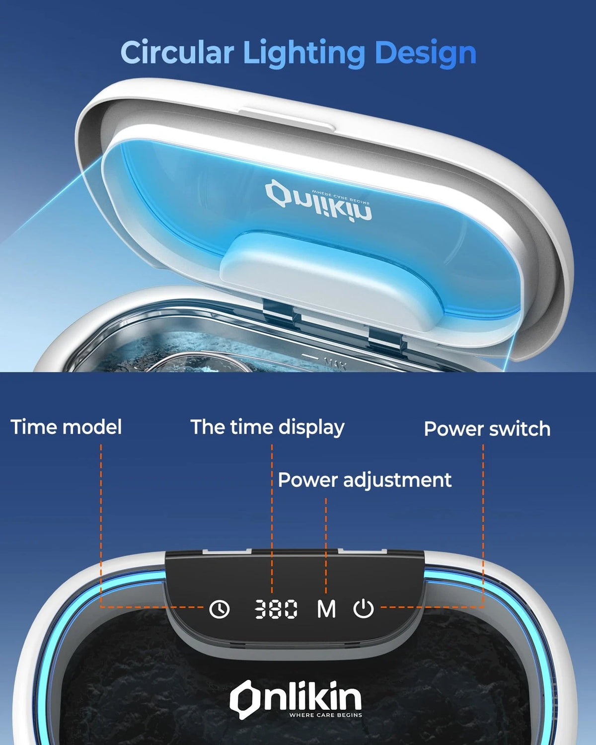 onlikin 35W Ultrasonic Jewelry Cleaner, 45KHz Retainer Cleaner for White