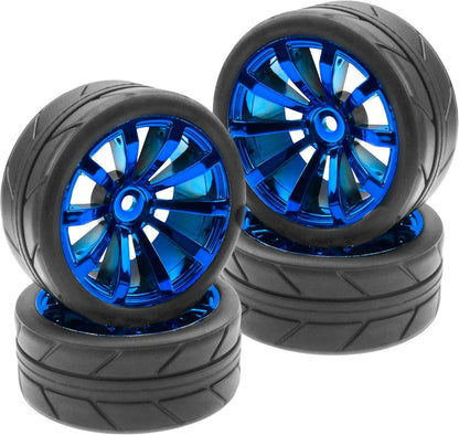 ShareGoo OD 2.55" Rubber Tires w/Plastic Wheel Rims 12mm Hex Compatible Blue