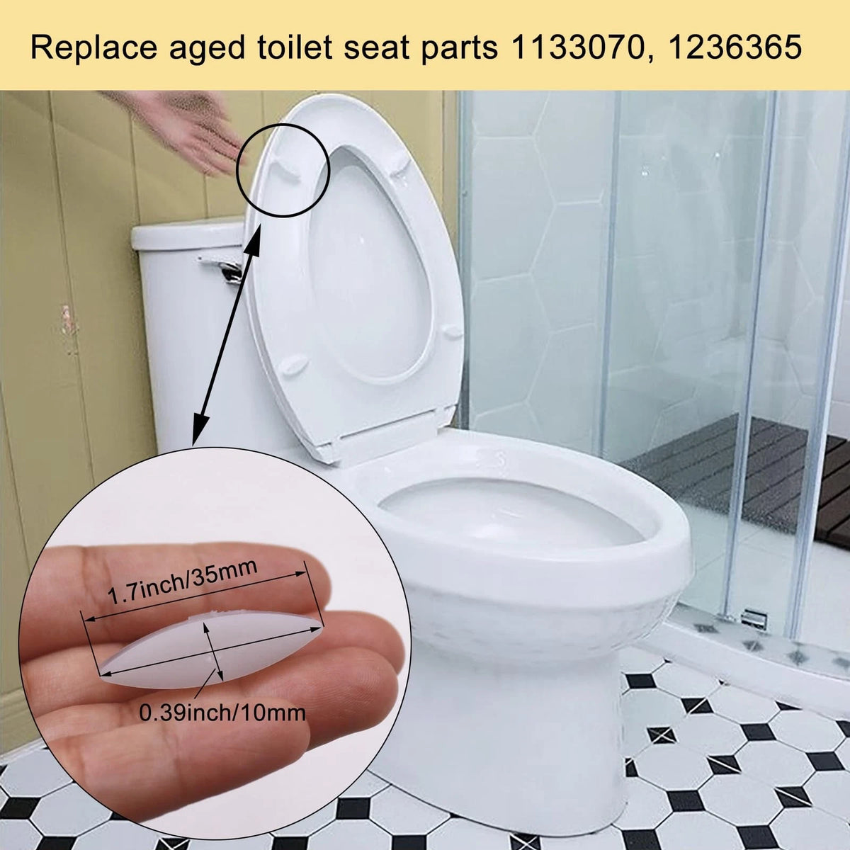4 Pieces Toilet Seat Bumpers for Kohler, Bidet Lid Rubber White