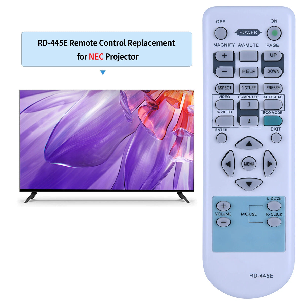 RD-445E Remote Control For NEC NP610G NP310 NP510 NP310G NP405G Projector