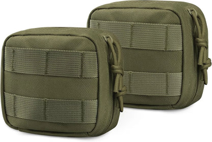 2 Pack Small Molle Pouch, Mini Tactical EDC Belt Pouches 4x4 GP Army Green